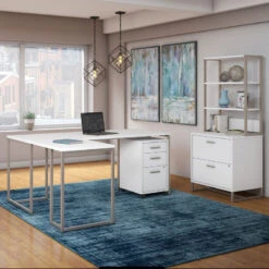 Kathy Ireland By Bush Method Collection 72W L-Shaped Desk With File Storage White - MTH027WHSU