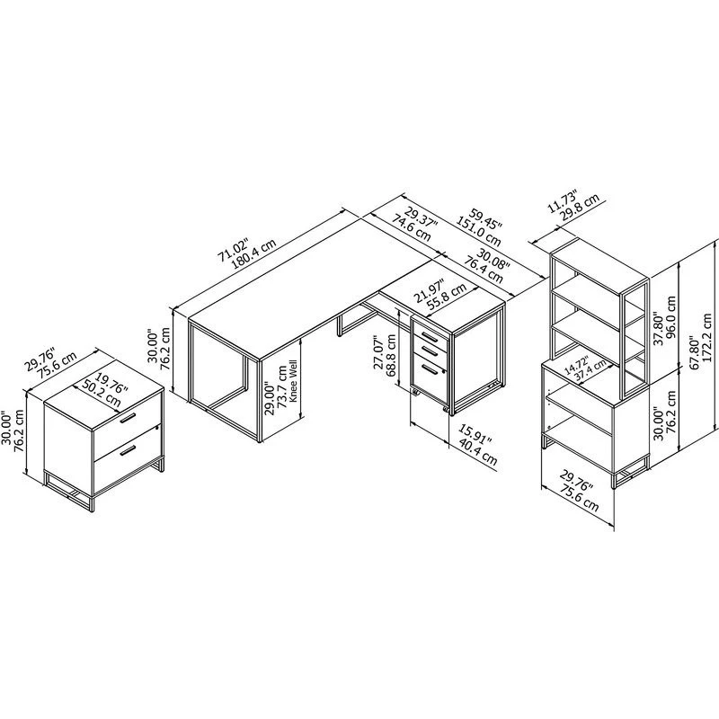 Kathy Ireland By Bush Method Collection 72W L-Shaped Desk W Bookcase And File Storage White - MTH029WHSU - Image 3