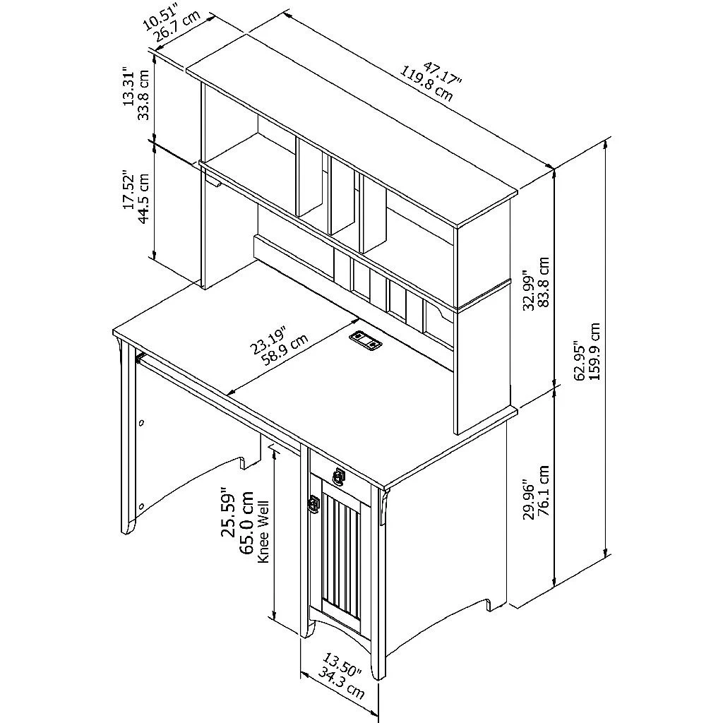 Bush Furniture Salinas Desk And Hutch 48"Cape Cod Gray - MY72308-03 - Image 4