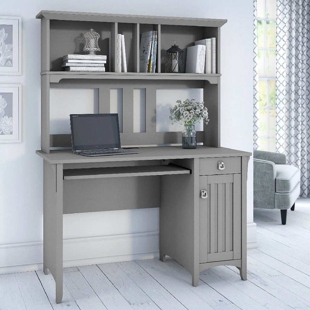 Bush Furniture Salinas Desk And Hutch 48"Cape Cod Gray - MY72308-03