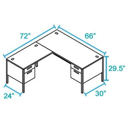 HON Metro Classic Series 66" L Shaped Desk Workstation With Return On Right - P3266L_P3235R - Image 2