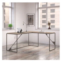 Bush Refinery 62"W L-Shaped Industrial Desk With 37"W Return - RFY003RG