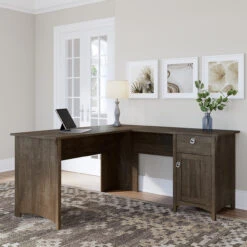 Bush Furniture Salinas Collection L-Shaped Desk With Storage Ash Brown - SAD160ABR-03