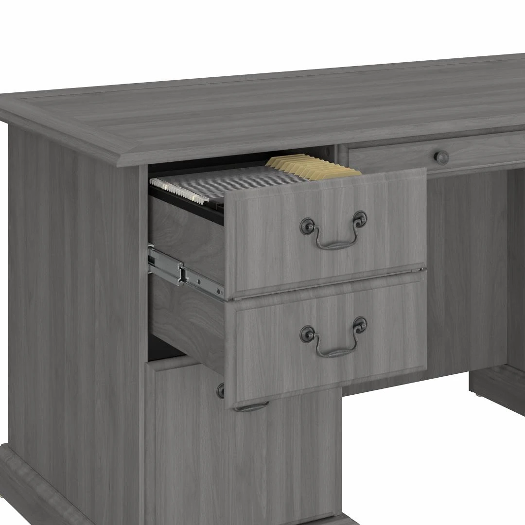 Bush Saratoga Collection Executive Desk And Bookcase Set Modern Gray - SAR003MG - Image 4