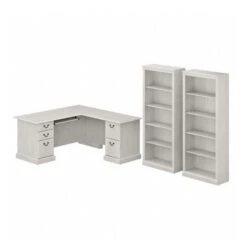 Bush Saratoga L-Shaped Desk W Bookcases - SAR005LW