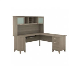 Bush Furniture Somerset 72W L Shaped Desk With Hutch In Ash Gray - SET001AG