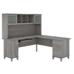 Bush Furniture Somerset 72W L Shaped Desk With Hutch Platinum Gray - SET001PG