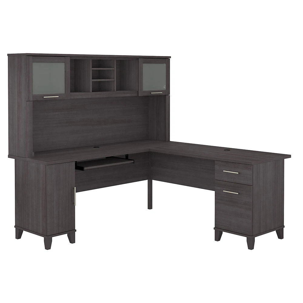 Bush Furniture Somerset 72W L Shaped Desk With Hutch Storm Gray - SET001SG - Image 2