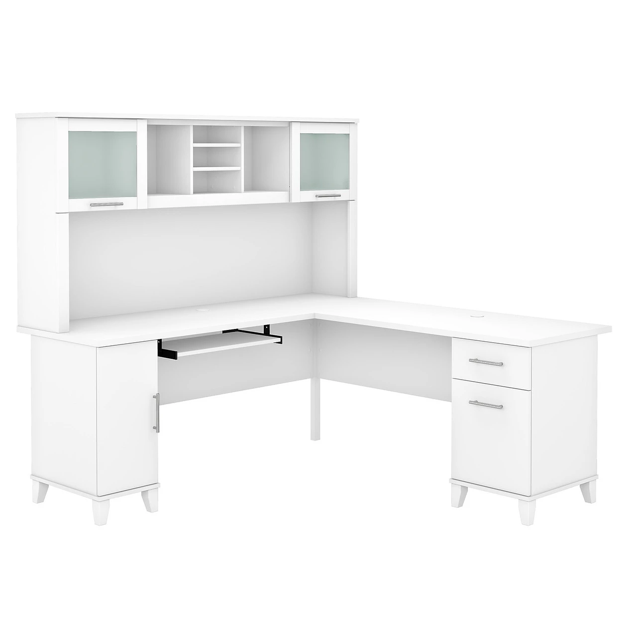 Bush Furniture Somerset 72W L Shaped Desk With Hutch White - SET001WH - Image 2