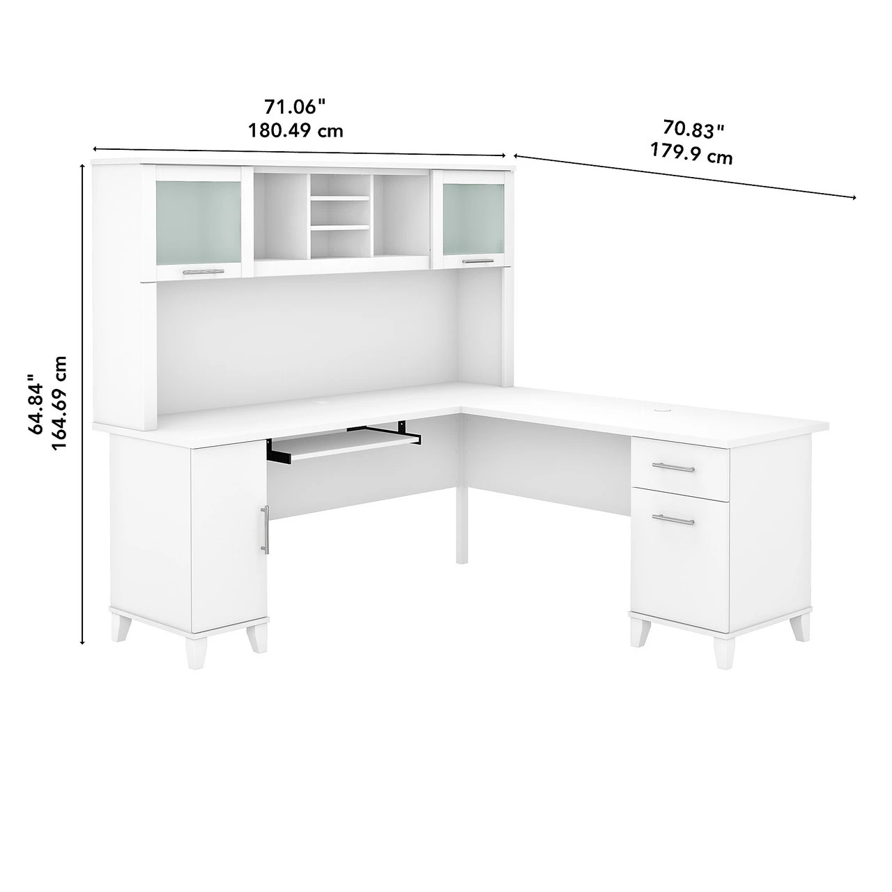 Bush Furniture Somerset 72W L Shaped Desk With Hutch White - SET001WH - Image 4