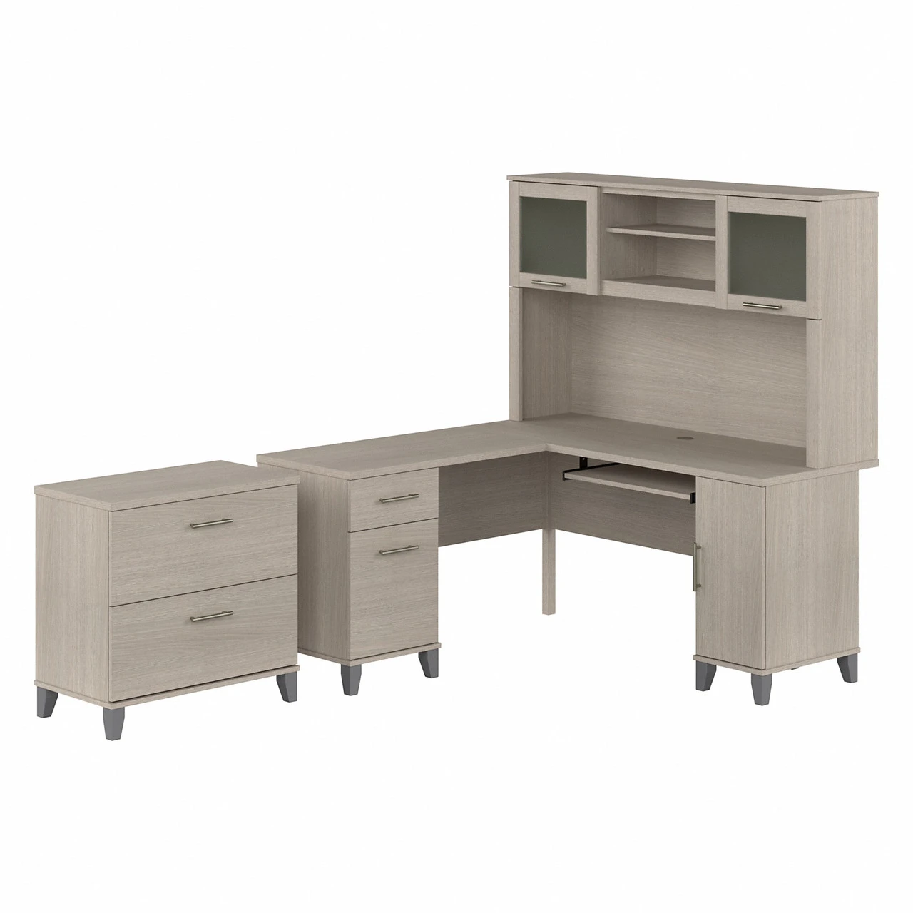 Bush Furniture 60W L Desk W Hutch And Lateral File - SET008SO