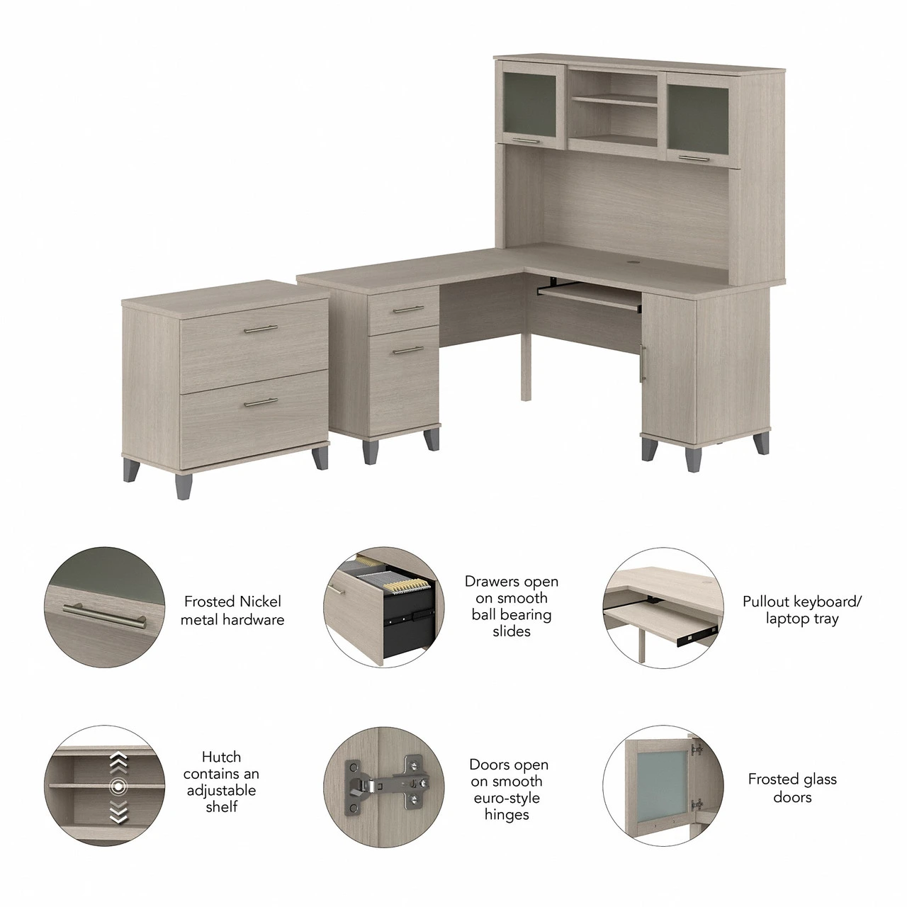 Bush Furniture 60W L Desk W Hutch And Lateral File - SET008SO - Image 7