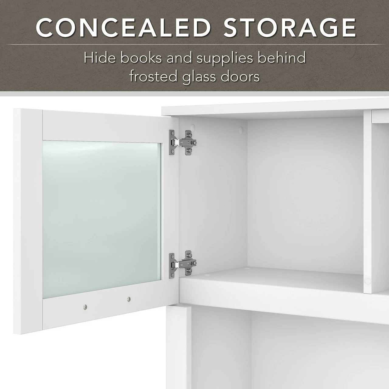 Bush Furniture Somerset 60W L Shaped Desk W Hutch W Lateral File Cabinet White - SET008WH - Image 6