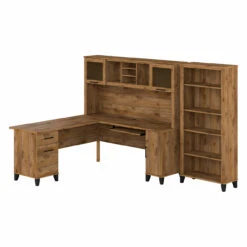 Bush Furniture 72W L Desk W Hutch And Bookcase - SET011FW