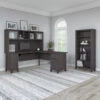 Bush Furniture Somerset 72"W L Shaped Desk With Hutch And Bookcase Storm Gray - SET011SG