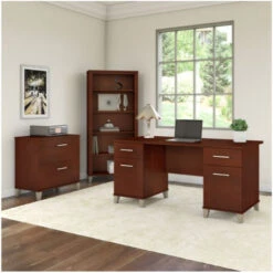 Bush Furniture Somerset 60" Desk With Lateral File And Bookcase Hansen Cherry - SET013HC