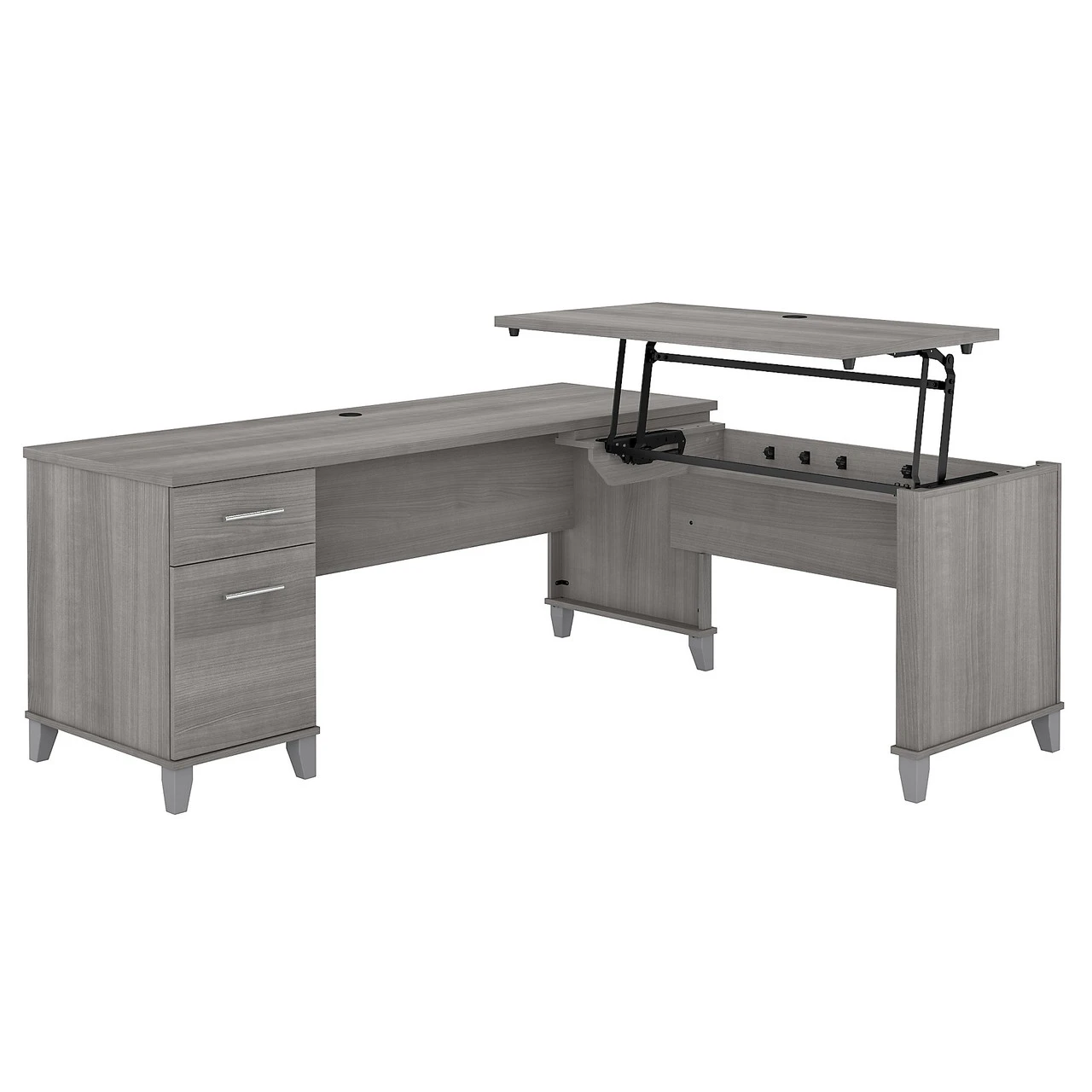 Bush Furniture Somerset 72W 3 Position Sit To Stand L Shaped Desk Platinum Gray - SET014PG - Image 3
