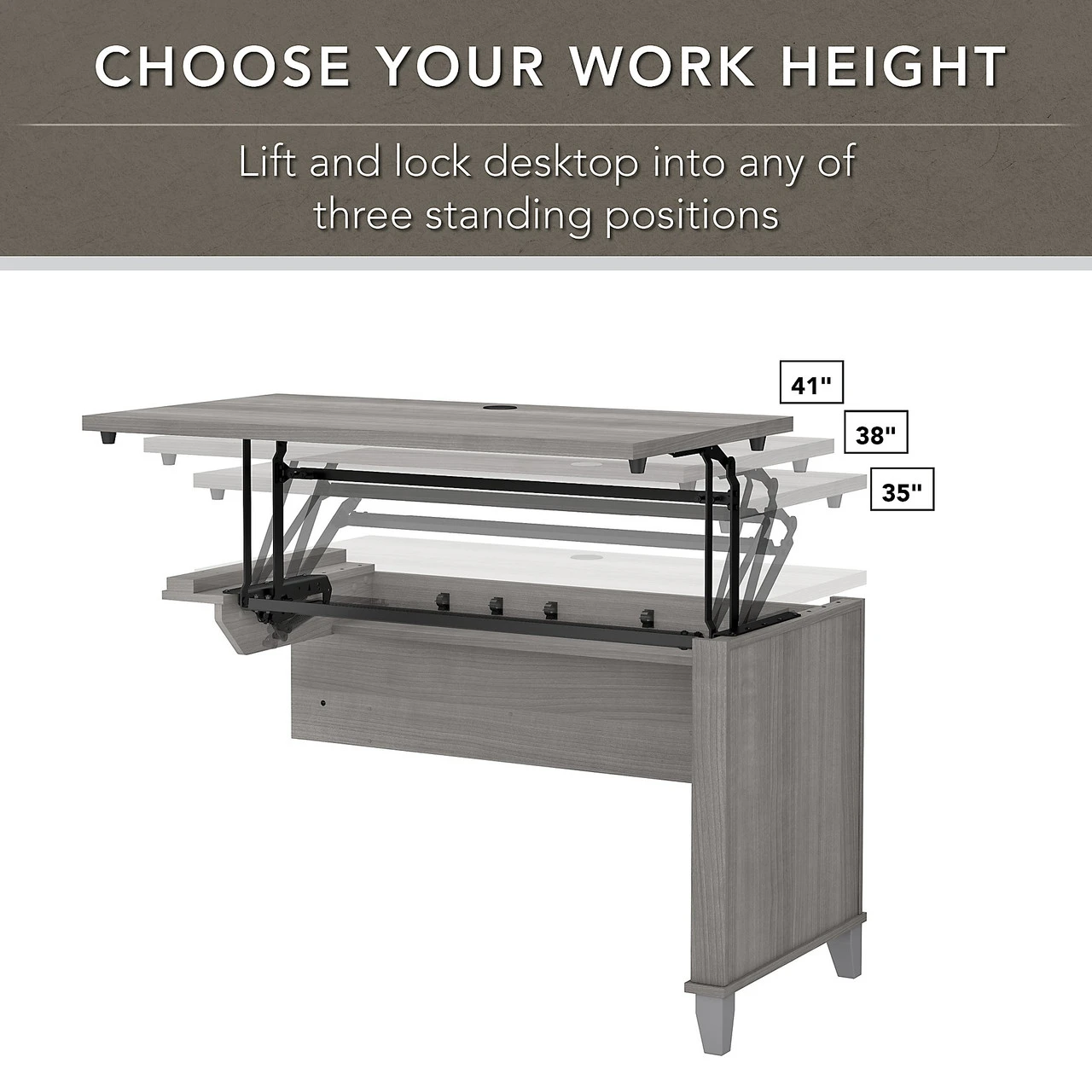 Bush Furniture Somerset 72W 3 Position Sit To Stand L Shaped Desk Platinum Gray - SET014PG - Image 5