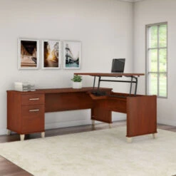 Bush Furniture Somerset 72"W Sit-to-Stand 3-Position L-Shaped Desk Hansen Cherry - SET014HC