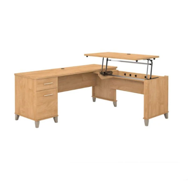 Bush Furniture Somerset 72"W Sit-to-Stand 3-Position L-Shaped Desk Maple Cross - SET014MC - Image 3
