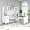 Bush Furniture Somerset 72"W Sit-to-Stand 3-Position L-Shaped Desk With Hutch White - SET015WH