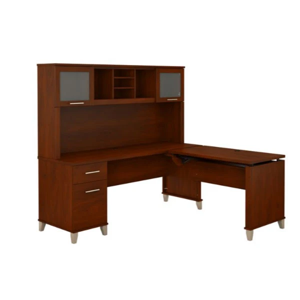 Bush Furniture Somerset 72"W Sit-to-Stand 3-Position L-Shaped Desk With Hutch Hansen Cherry - SET015HC - Image 4