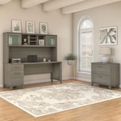 Bush Furniture Somerset 72"W Desk With Hutch And Lateral File - SET019AG