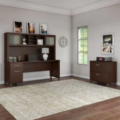 Bush Furniture Somerset 72"W Desk With Hutch And Lateral File - SET019MR