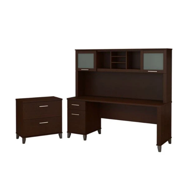 Bush Furniture Somerset 72"W Desk With Hutch And Lateral File - SET019MR - Image 3