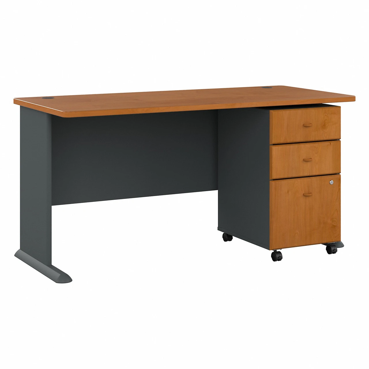 Bush Business Furniture Series A Desk With Mobile File Cabinet In Natural Cherry 72"W - SRA013NCSU