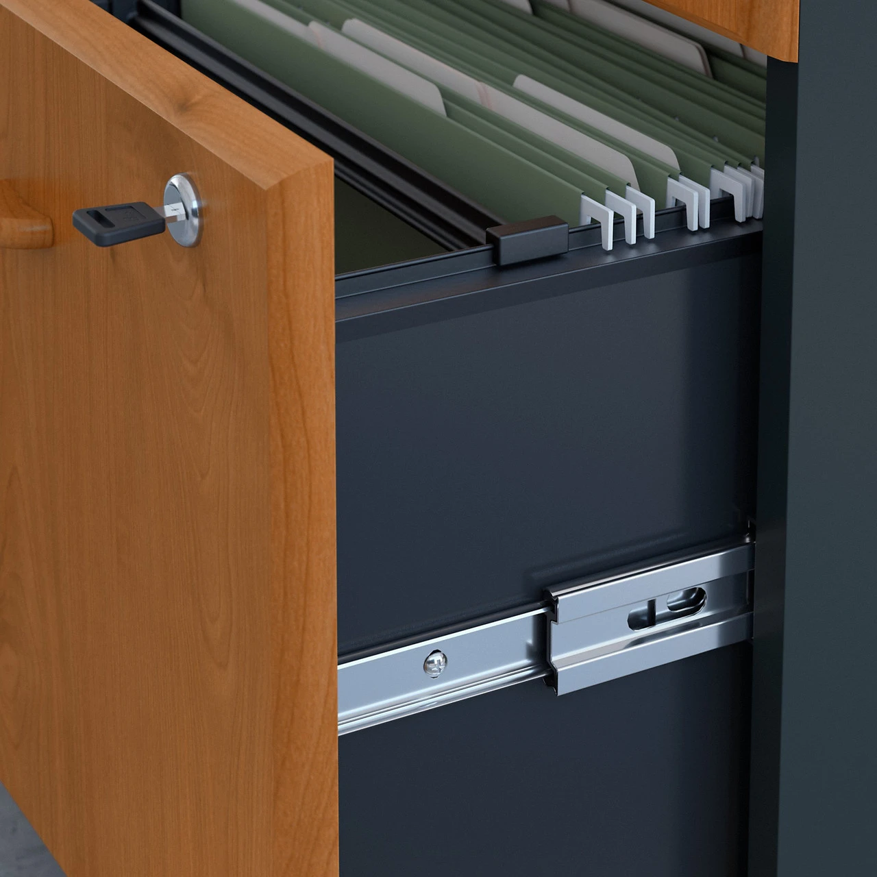 Bush Business Furniture Series A Desk With Mobile File Cabinet In Natural Cherry 72"W - SRA013NCSU - Image 9