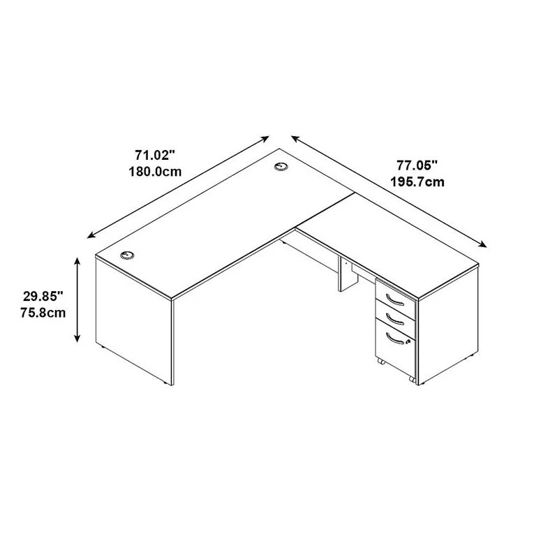 Bush Business Furniture Series C Executive L-Shaped Desk 72" With Return 48" And Mobile File Cabinet In Hansen Cherry - SRC001HCSU - Image 2