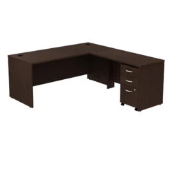 Bush Business Furniture Series C Package L-Shaped Desk With 48" Return And Mobile File Cabinet In Mocha Cherry 72"W- SRC001MRSU