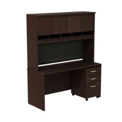 Bush Business Furniture Series C Package Desk With Hutch And Mobile File Cabinet In Mocha Cherry 60"W X 24"D - SRC014MRSU