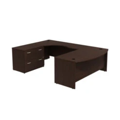 Bush Business Furniture Series C Package Executive U-Shaped Bowfront Desk Workstation With Lateral File Mocha Cherry Left - SRC019MRLSU