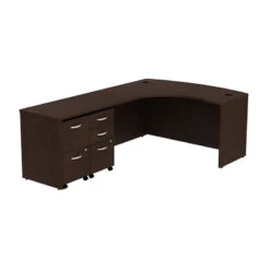 Bush Business Furniture Series C Package L-Shaped Desk Bowfront With Mobile Pedestals Mocha Cherry Left - SRC034MRLSU