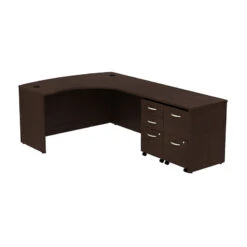 Bush Business Furniture Series C Package L-Shaped Desk Bowfront With Mobile Pedestals Mocha Cherry Right - SRC034MRRSU