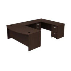 Bush Business Furniture Series C Package Executive U-Shaped Bowfront Desk With Mobile File Cabinets In Mocha Cherry 72"W X 36"D - SRC043MRSU