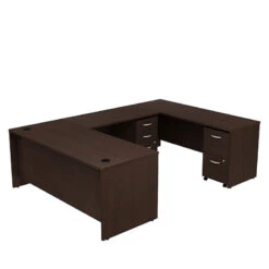 Bush Business Furniture Series C Package Executive U-Shaped Desk W Mobile Pedestals Mocha Cherry - SRC047MRSU