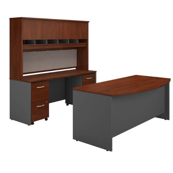 Bush Business Furniture Series C Executive Bow Front Desk Package 72" Hansen Cherry - SRC082HCSU - Image 3