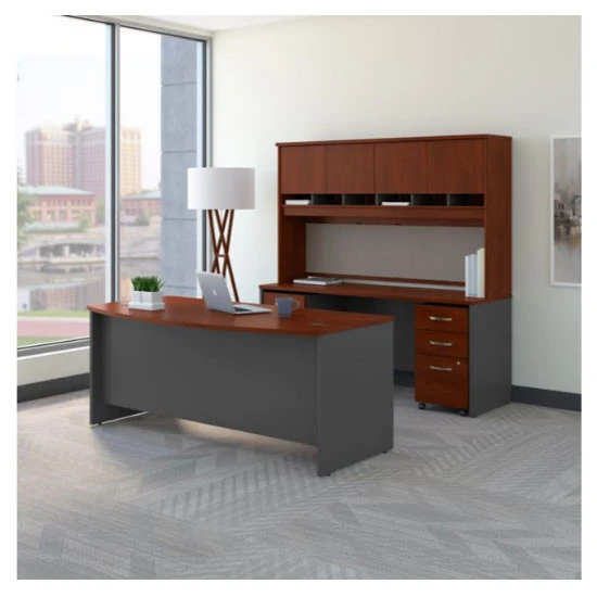 Bush Business Furniture Series C Executive Bow Front Desk Package 72" Hansen Cherry - SRC082HCSU
