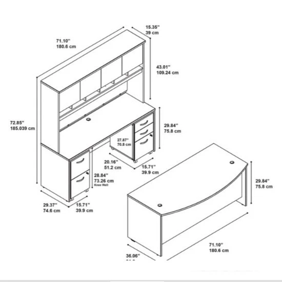 Bush Business Furniture Series C Executive Bow Front Desk Package 72" Hansen Cherry - SRC082HCSU - Image 2
