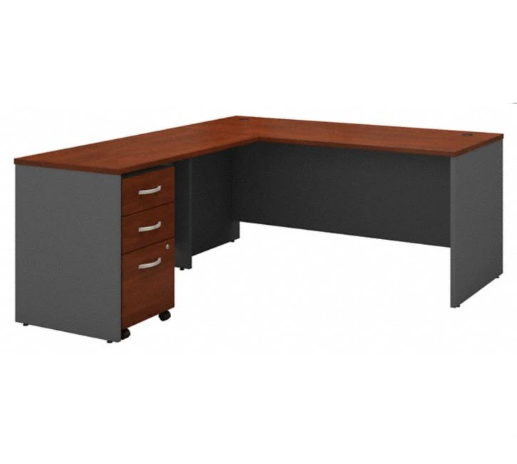 Bush Business Furniture Series C Executive L-Shaped Desk 66" With Return And Mobile Pedestal Hansen Cherry - SRC083HCSU