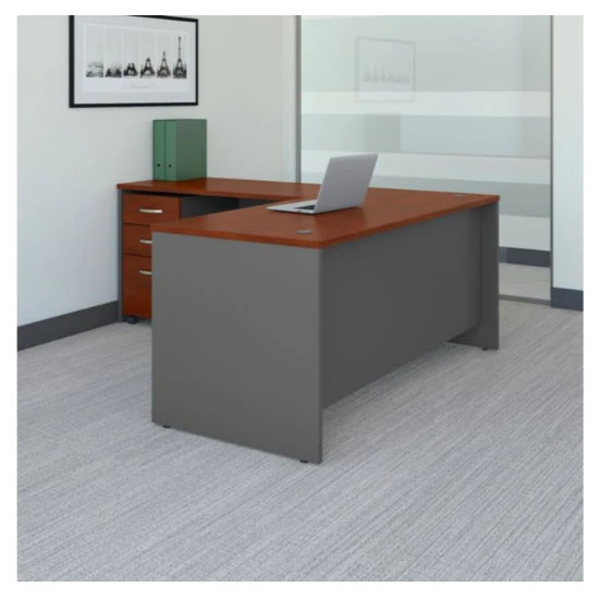 Bush Business Furniture Series C Executive L-Shaped Desk 66" With Return And Mobile Pedestal Hansen Cherry - SRC083HCSU - Image 2