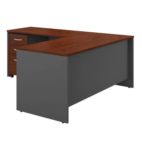 Bush Business Furniture Series C Executive L-Shaped Desk 66" With Return And Mobile Pedestal Hansen Cherry - SRC083HCSU - Image 4