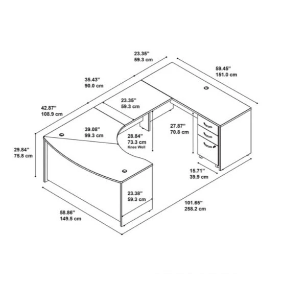 Bush Business Furniture Series C Executive U-Shaped Desk 60" Right Hansen Cherry - SRC089HCSU - Image 3