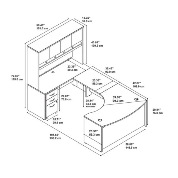 Bush Business Furniture C Series Executive Bowfront Desk 60" Package Left Hansen Cherry - SRC093HCSU - Image 3
