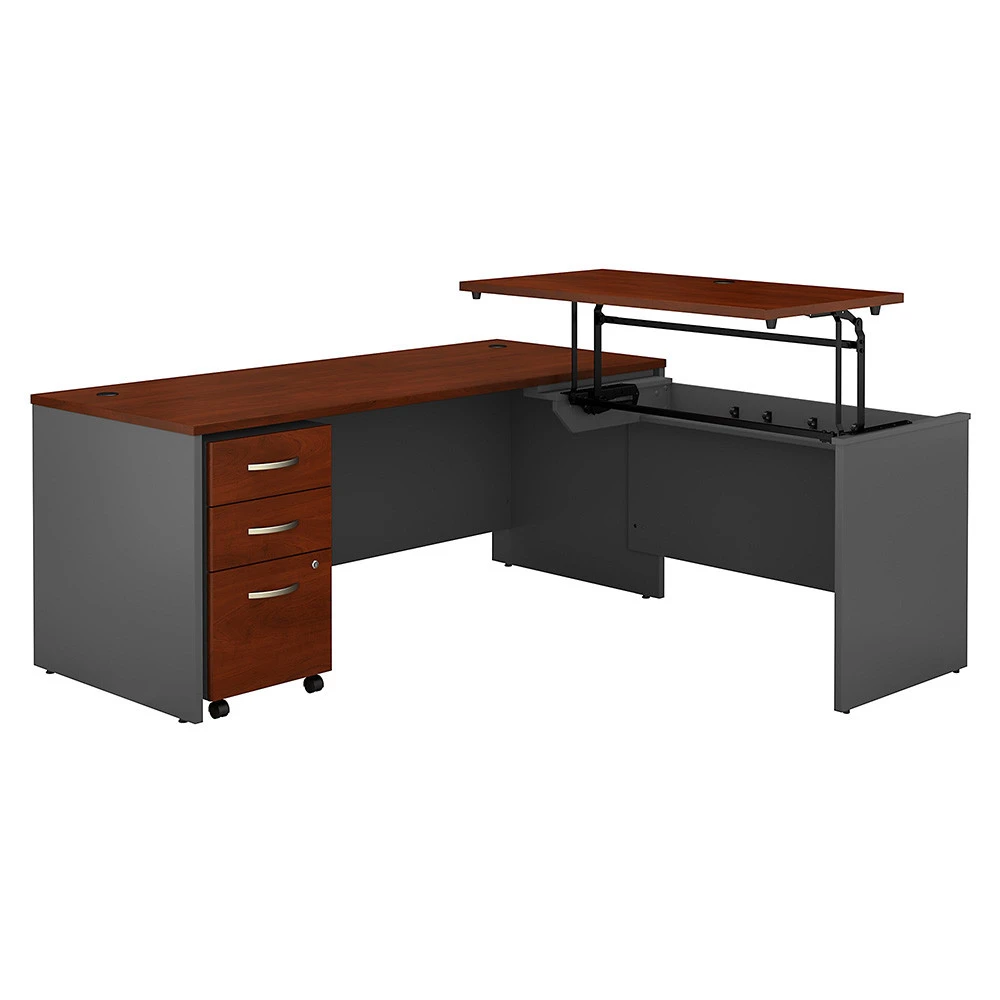 Bush Business Furniture Series C Executive L Shaped Desk 72" With Height Adjustable Bridge Package - SRC125HCSU - Image 2