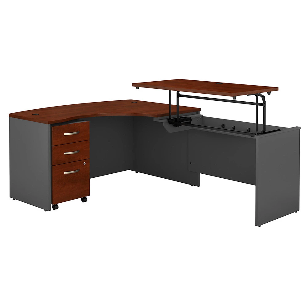Bush Business Furniture Series C Executive L Shaped Desk 60" With Height Adjustable Bridge Right Hansen Cherry - SRC128HCSU - Image 4