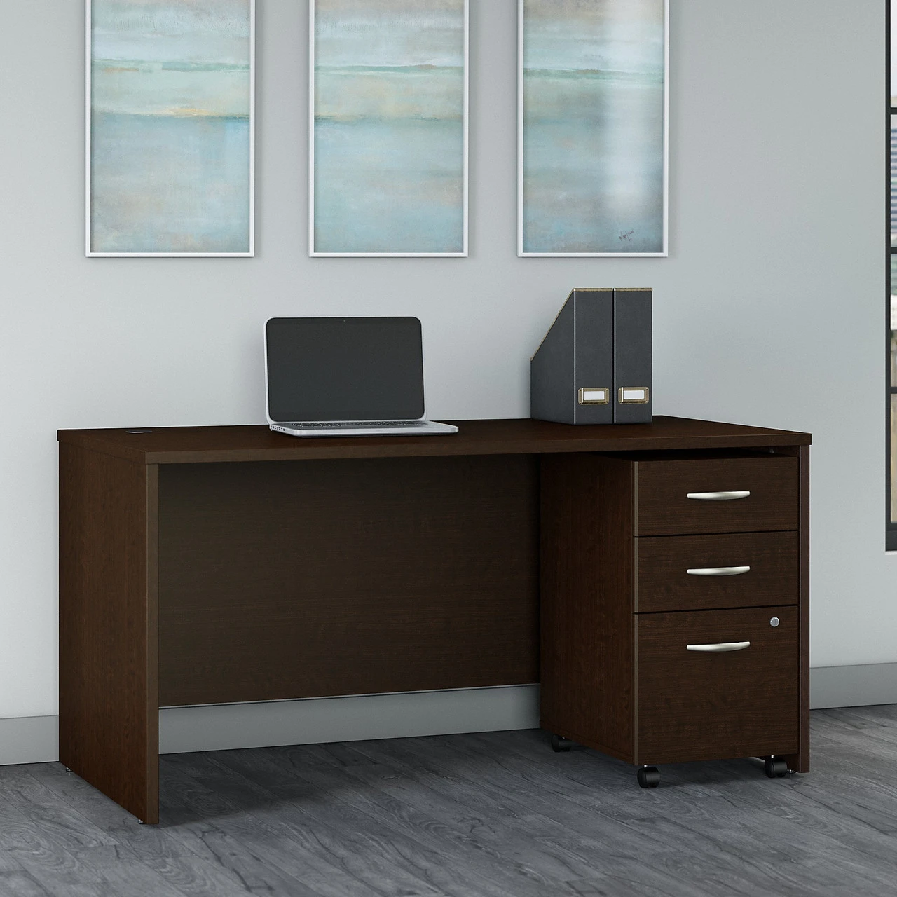 Bush Business Furniture Series C 60W X 30D Desk With Mobile File Cabinet Mocha Cherry - SRC144MRSU - Image 3